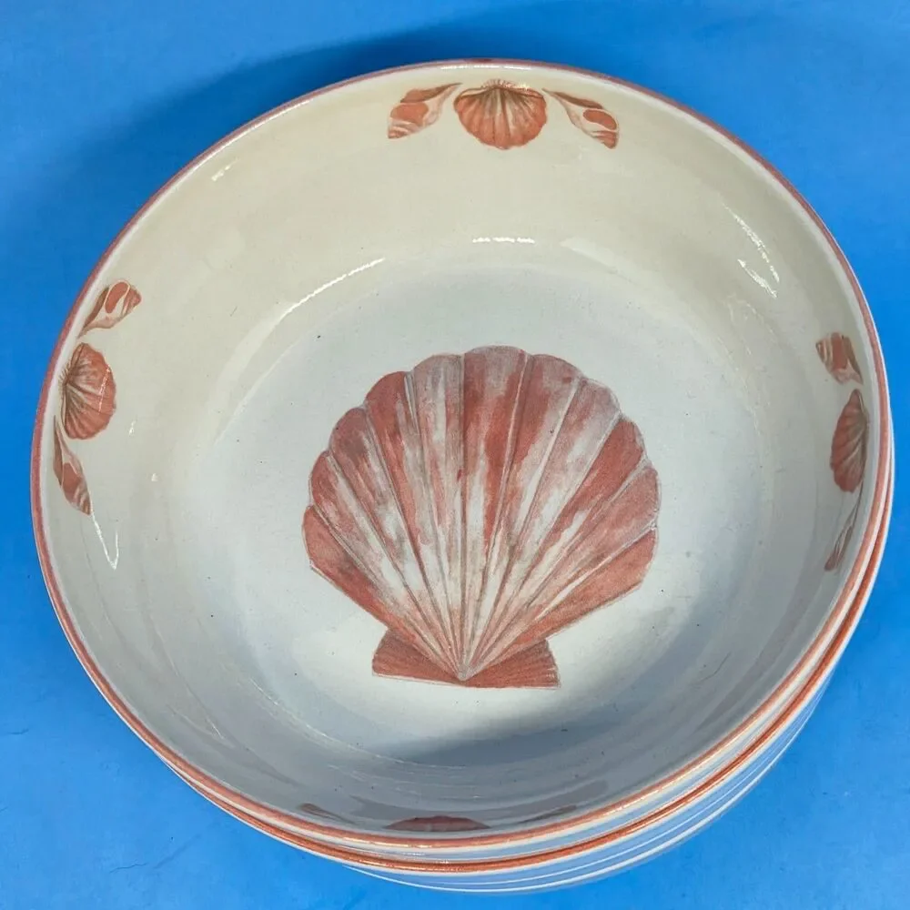 Sangostone Coquille Clam Seashell Soup Cereal Bowls Bowl 6.5 Inch Set Of 4